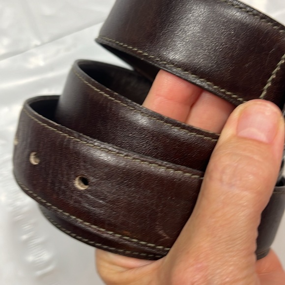 Lejon men’s 42 BROWN GLAZED ANILINE steerhide BELT fits 39-43” vtg BRASS BUCKLE - Picture 11 of 12